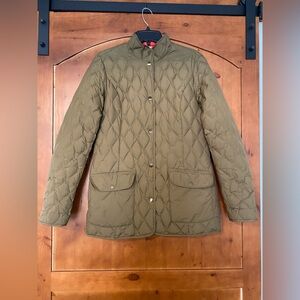 Eddie Bauer goose down olive green puffer jacket size tall medium